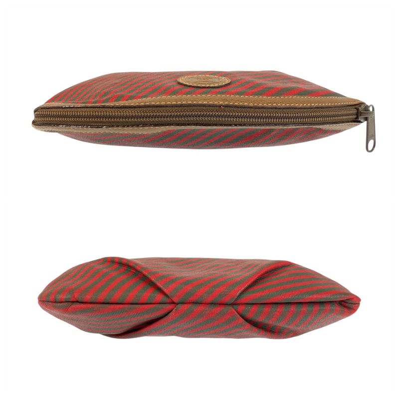 Gucci Vintage Red Green Brown Leather Pouch Makeup