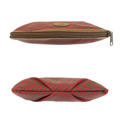 Gucci Vintage Red Green Brown Leather Pouch Makeup