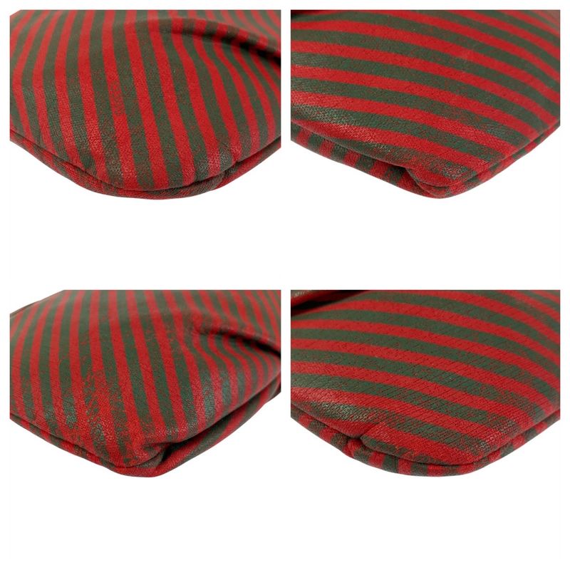 Gucci Vintage Red Green Brown Leather Pouch Makeup