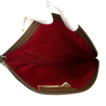 Gucci Vintage Red Green Brown Leather Pouch Makeup