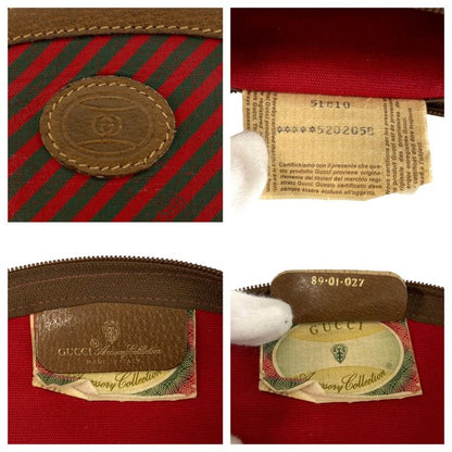 Gucci Vintage Red Green Brown Leather Pouch Makeup