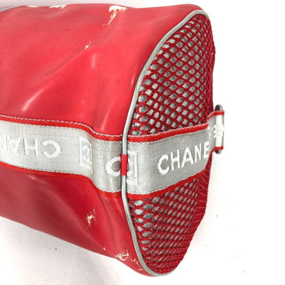 Chanel Shoulder Bag CC Logo Rubber Red X White