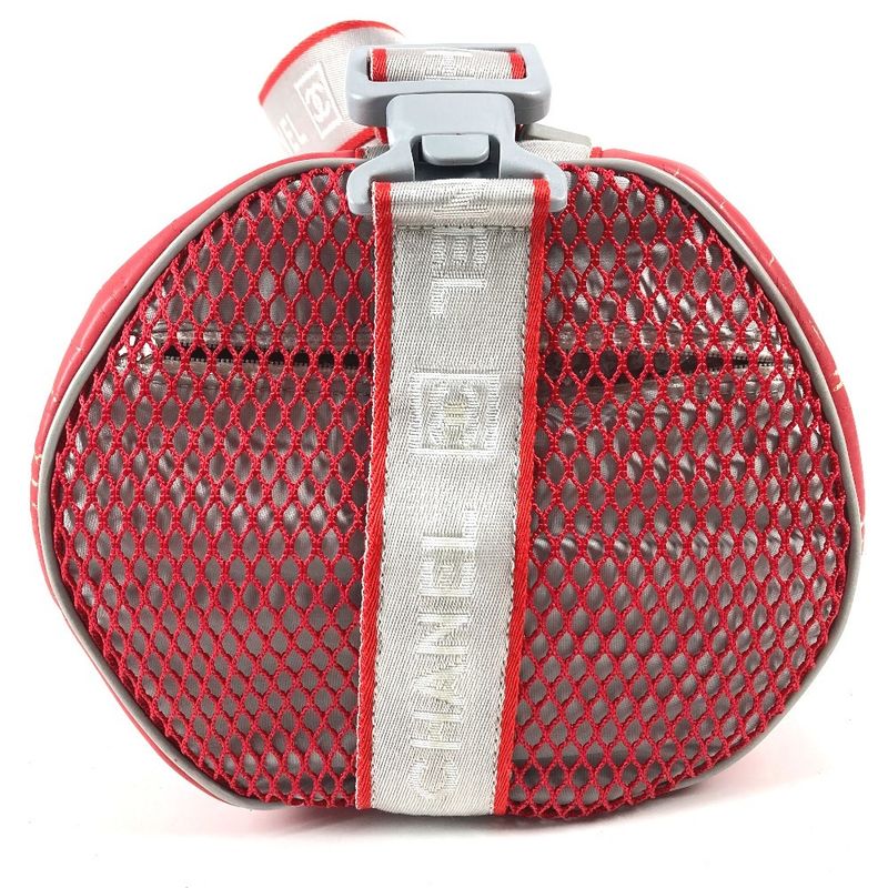 Chanel Shoulder Bag CC Logo Rubber Red X White
