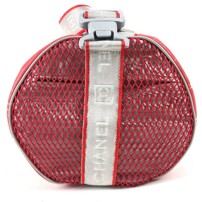 Chanel Shoulder Bag CC Logo Rubber Red X White
