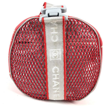 Chanel Shoulder Bag CC Logo Rubber Red X White