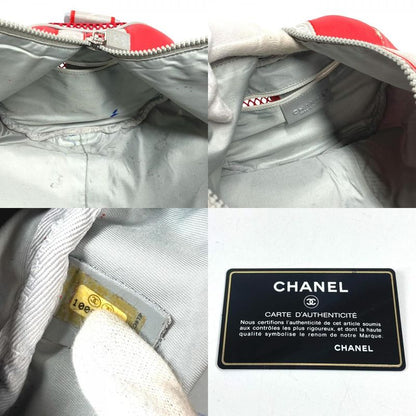 Chanel Shoulder Bag CC Logo Rubber Red X White