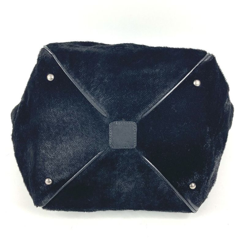 Chanel Shoulder Bag CC Logo Calf Hair Black