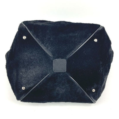 Chanel Shoulder Bag CC Logo Calf Hair Black