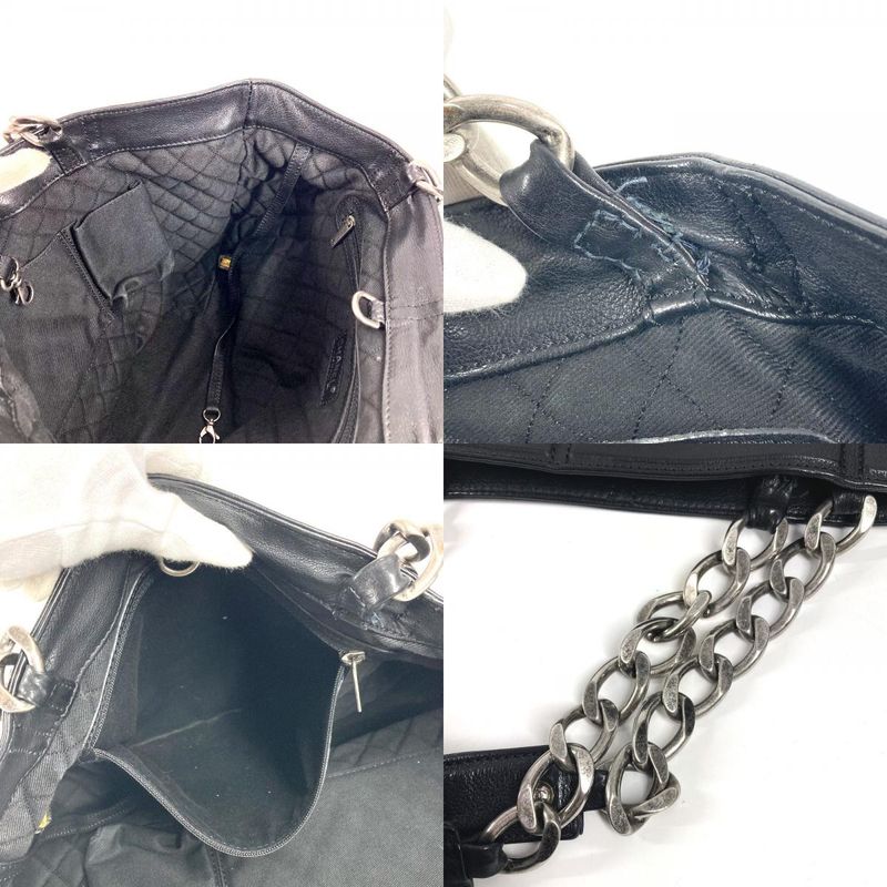Chanel Shoulder Bag CC Logo Calf Hair Black