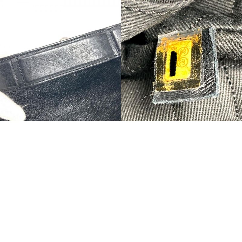 Chanel Shoulder Bag CC Logo Calf Hair Black