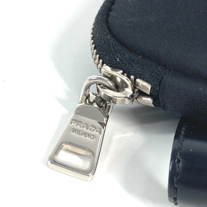 Prada Pouch Triangle Logo Leather Nylon Black