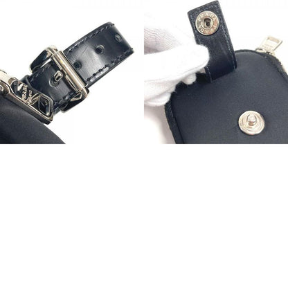 Prada Pouch Triangle Logo Leather Nylon Black