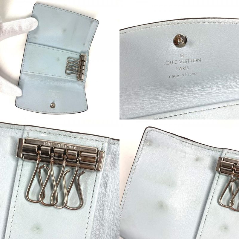 Louis Vuitton Key Case Multicles 4 Monogram Mahina Leather Key Holder Blue Nuage Blue