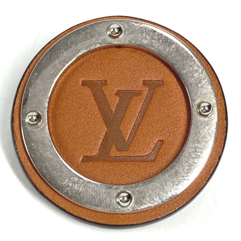 Louis Vuitton Brooch Set Travel Key Metal Silver X Brown