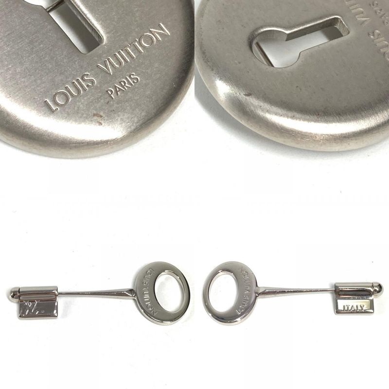 Louis Vuitton Brooch Set Travel Key Metal Silver X Brown