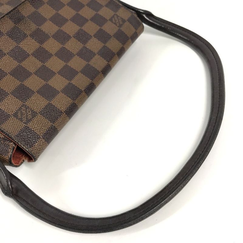 Louis Vuitton Tote Mini Looping Handbag Flap Damier Canvas Ebene Brown