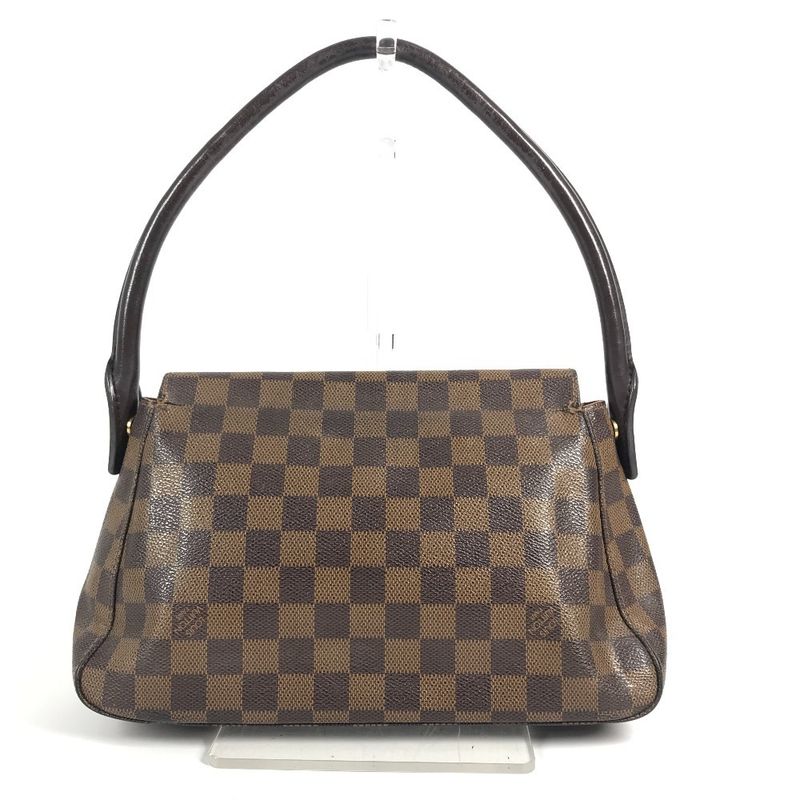 Louis Vuitton Tote Mini Looping Handbag Flap Damier Canvas Ebene Brown