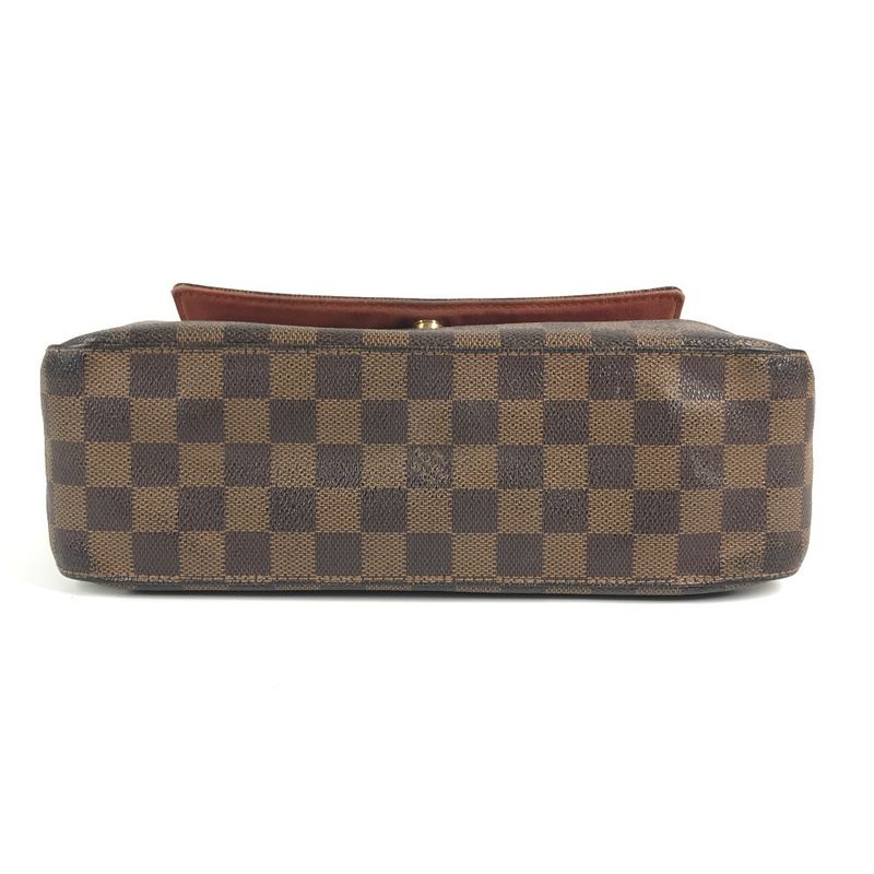 Louis Vuitton Tote Mini Looping Handbag Flap Damier Canvas Ebene Brown