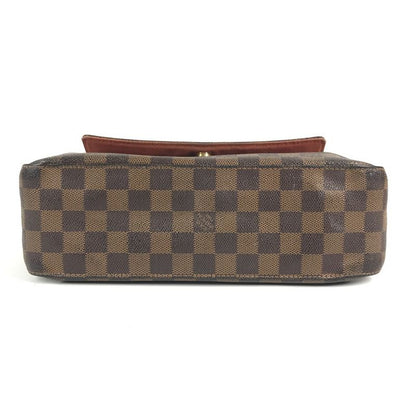 Louis Vuitton Tote Mini Looping Handbag Flap Damier Canvas Ebene Brown