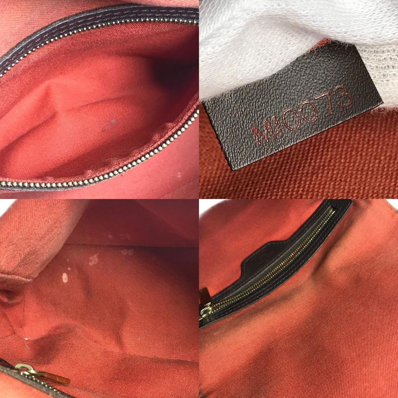 Louis Vuitton Tote Mini Looping Handbag Flap Damier Canvas Ebene Brown