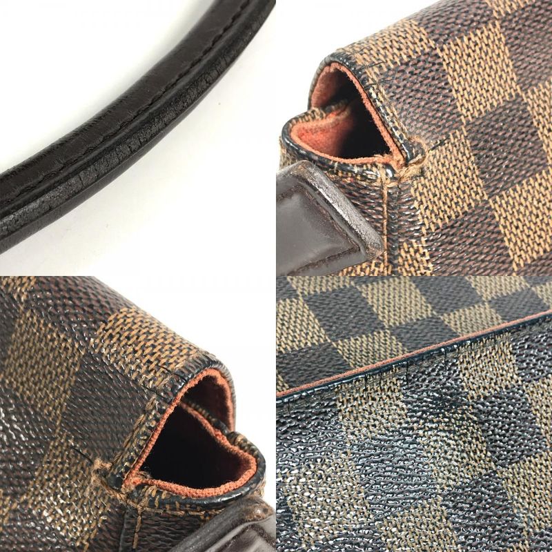 Louis Vuitton Tote Mini Looping Handbag Flap Damier Canvas Ebene Brown