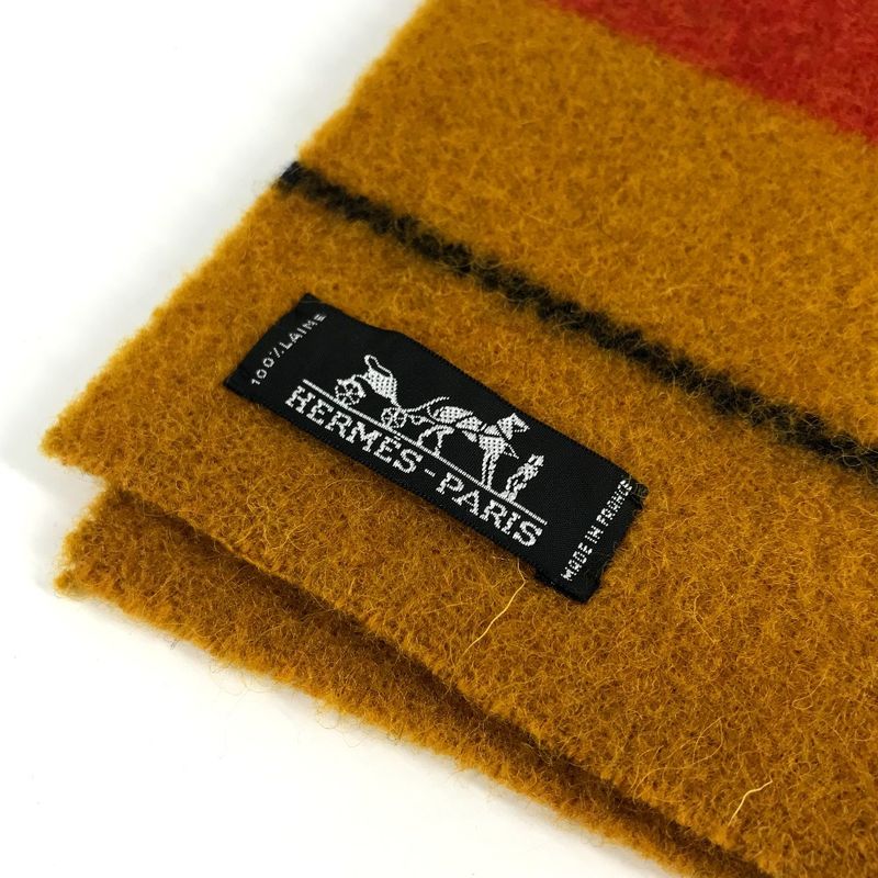 Hermes Scarf Cover le Wool Yellow- X Red X Navy