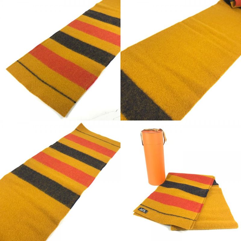 Hermes Scarf Cover le Wool Yellow- X Red X Navy