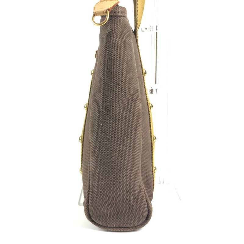 Louis Vuitton Shoulder Bag Cabas MM Leather Canvas Blanc Brown