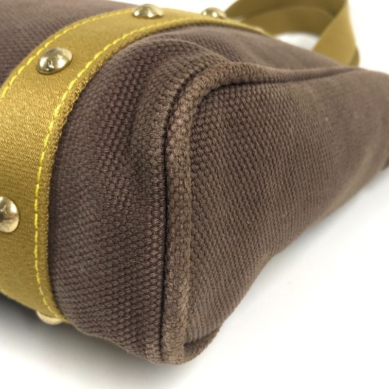 Louis Vuitton Shoulder Bag Cabas MM Leather Canvas Blanc Brown
