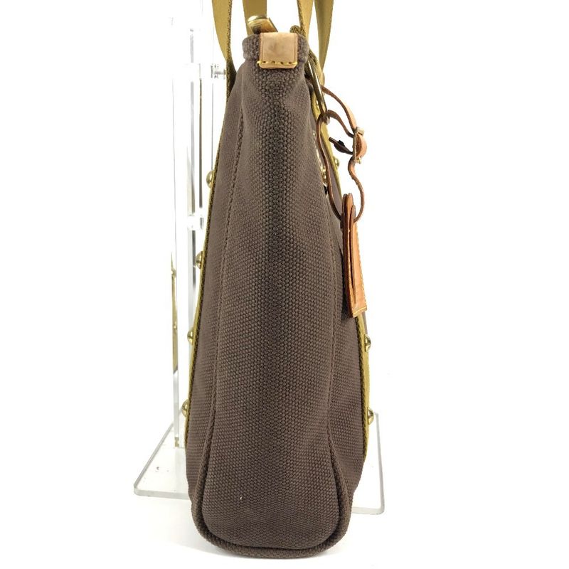Louis Vuitton Shoulder Bag Cabas MM Leather Canvas Blanc Brown