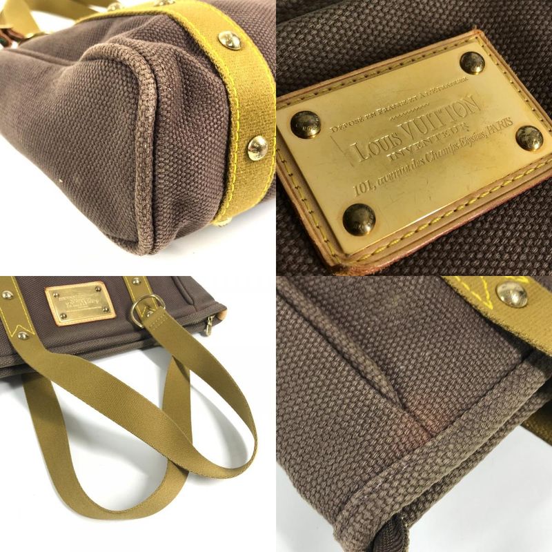 Louis Vuitton Shoulder Bag Cabas MM Leather Canvas Blanc Brown