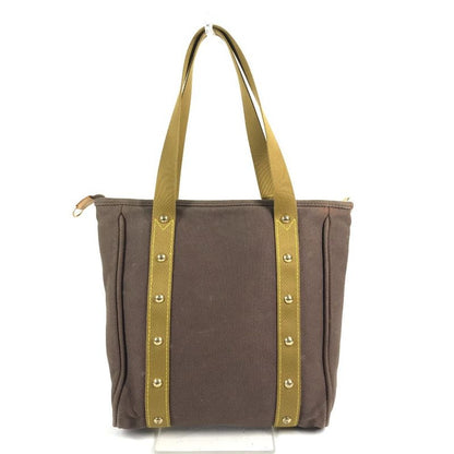 Louis Vuitton Shoulder Bag Cabas MM Leather Canvas Blanc Brown