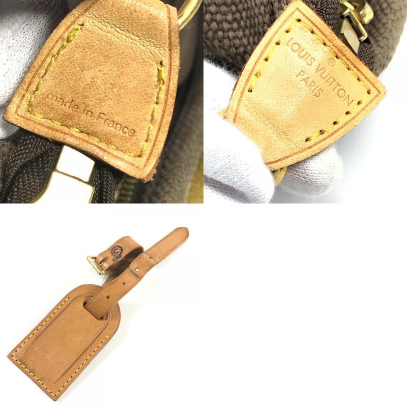 Louis Vuitton Shoulder Bag Cabas MM Leather Canvas Blanc Brown