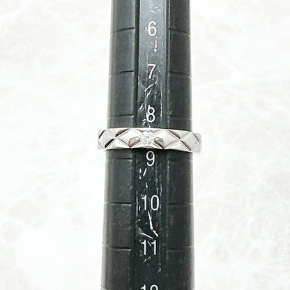 Chanel Quilted Diamond Platinum Ring 49