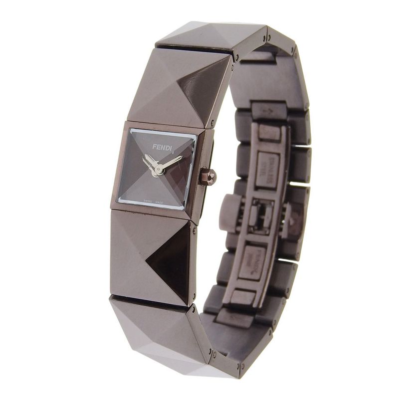 Fendi Pyramid Stainless Steel Quartz Analog Display Brown Dial Watch