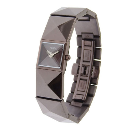 Fendi Pyramid Stainless Steel Quartz Analog Display Brown Dial Watch