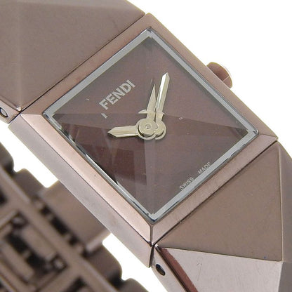 Fendi Pyramid Stainless Steel Quartz Analog Display Brown Dial Watch