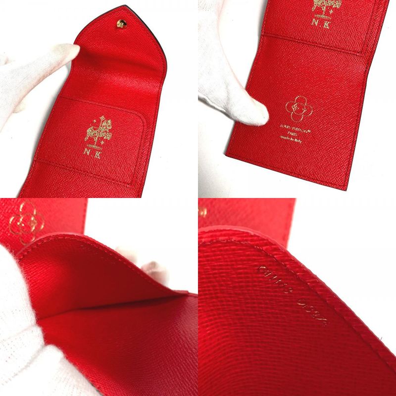 Louis Vuitton Note Cover Pad Pouch Monogram Canvas Brown X Red