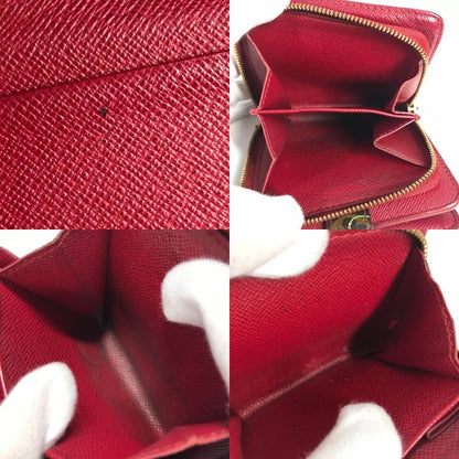 Louis Vuitton Bifold Wallet Compact Zip Monogram Cherry Canvas Brown X Red
