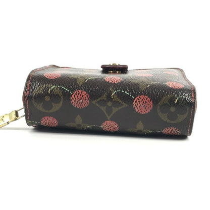 Louis Vuitton Bifold Wallet Compact Zip Monogram Cherry Canvas Brown X Red