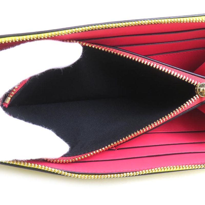 Bvlgari L-shaped Zipper Wallet Yellow X Pink