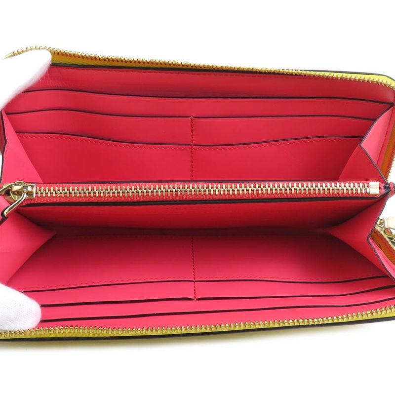 Bvlgari L-shaped Zipper Wallet Yellow X Pink
