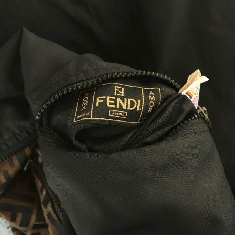 Fendi Zucca Pattern Reversible Coat Zip Up Black Brown Beige Charcoal