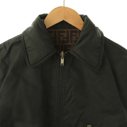 Fendi Zucca Pattern Reversible Coat Zip Up Black Brown Beige Charcoal