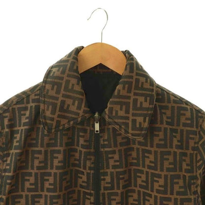 Fendi Zucca Pattern Reversible Coat Zip Up Black Brown Beige Charcoal