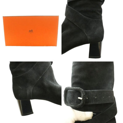 Hermes Suede Long Boots 35.5 Black SS OS
