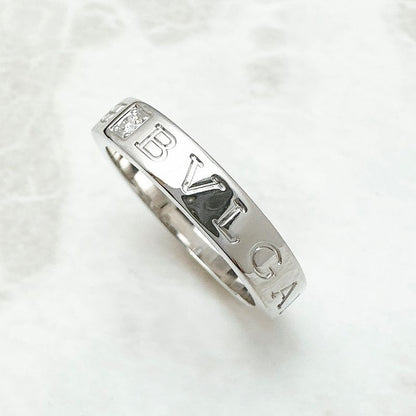Bvlgari Double Logo Diamond White Gold Ring 55