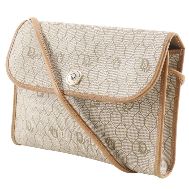 Dior Honeycomb Pattern Vintage Beige Shoulder Bag