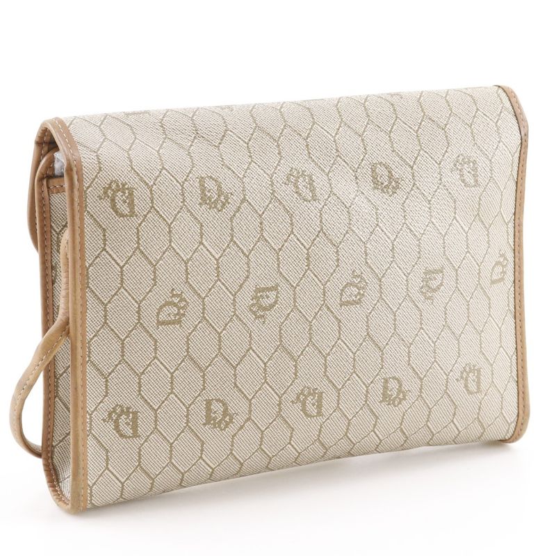 Dior Honeycomb Pattern Vintage Beige Shoulder Bag