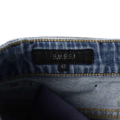 Gucci Jeans Denim Pants Zip Fly Logo Slim 42 Blue